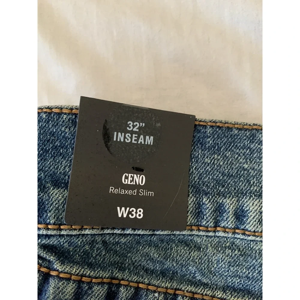 NWT TRUE RELIGION Sz 38 X 32 Geno BIG T SLIM W/FLAP STRETCH DENIM JEANS